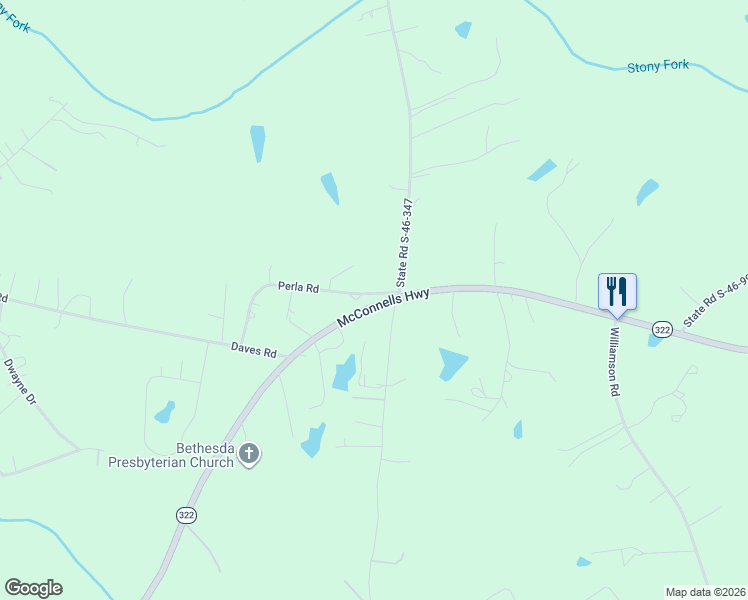 map of restaurants, bars, coffee shops, grocery stores, and more near 907 Perla Road in York