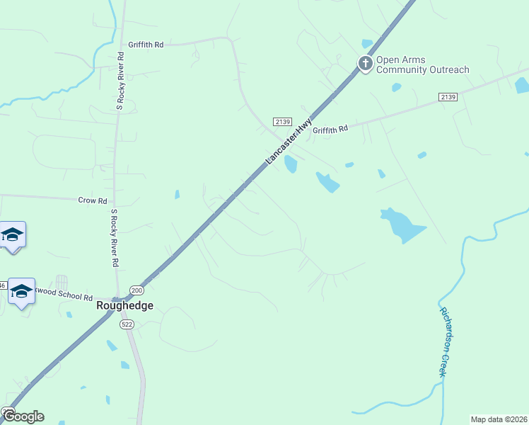 map of restaurants, bars, coffee shops, grocery stores, and more near 5007 Lancaster Highway in Monroe