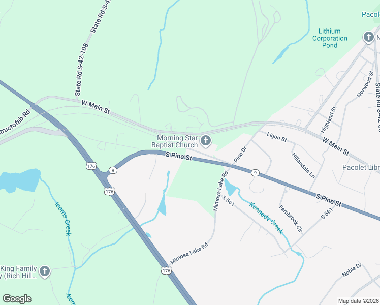 map of restaurants, bars, coffee shops, grocery stores, and more near 161 Old Spartanburg Highway in Pacolet