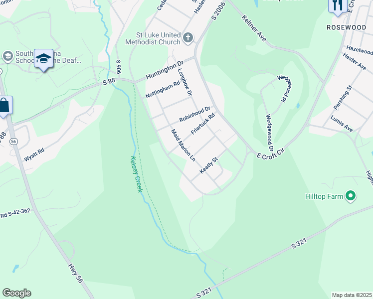 map of restaurants, bars, coffee shops, grocery stores, and more near 3844 Maid Marion Lane in Spartanburg