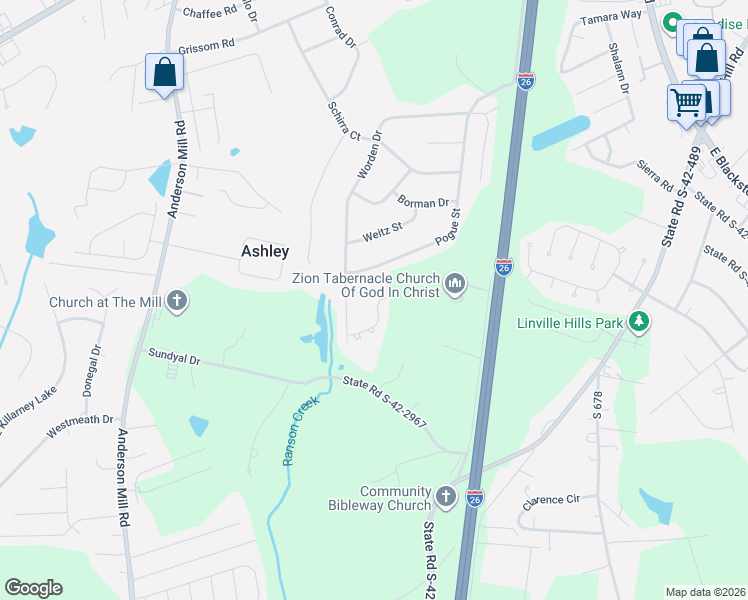 map of restaurants, bars, coffee shops, grocery stores, and more near 4019 Pebblebrook Court in Spartanburg