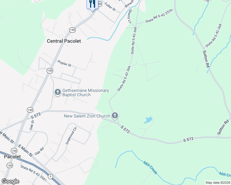 map of restaurants, bars, coffee shops, grocery stores, and more near 260 State Road S-42-366 in Pacolet