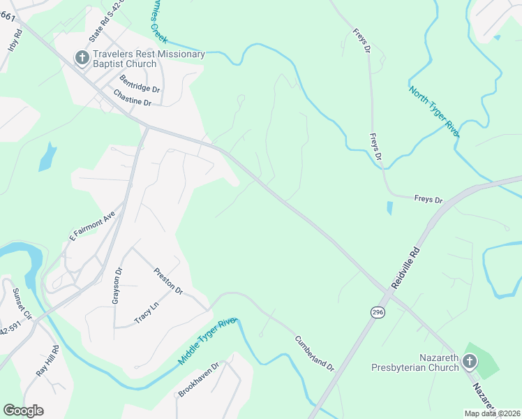 map of restaurants, bars, coffee shops, grocery stores, and more near 1035 Nazareth Church Road in Spartanburg