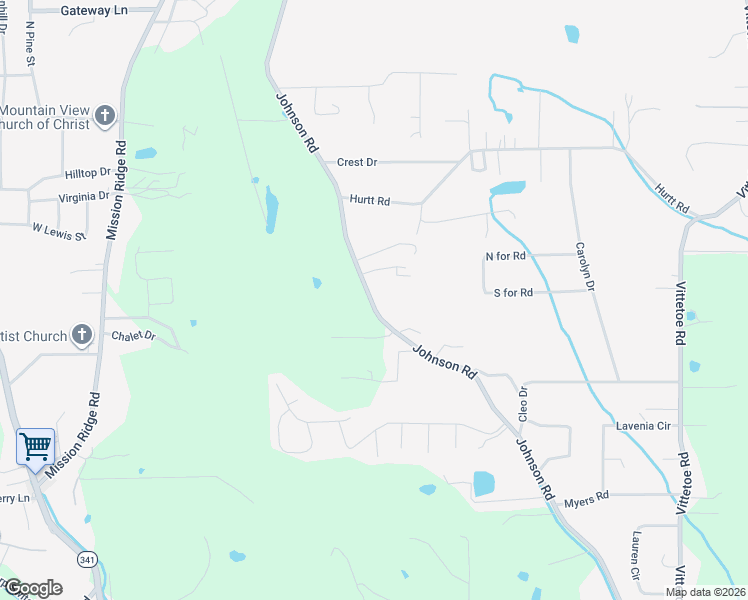 map of restaurants, bars, coffee shops, grocery stores, and more near 1121 Johnson Road in Chickamauga
