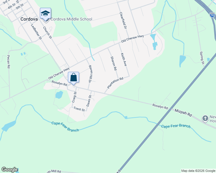 map of restaurants, bars, coffee shops, grocery stores, and more near 146 Keith Avenue in Rockingham