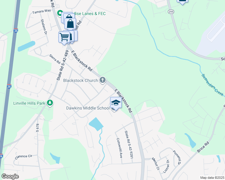 map of restaurants, bars, coffee shops, grocery stores, and more near 1132 East Blackstock Road in Moore
