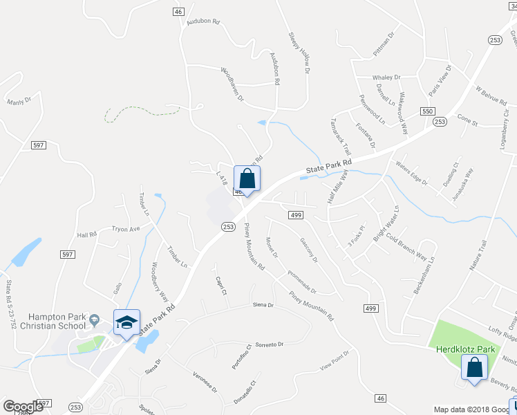 map of restaurants, bars, coffee shops, grocery stores, and more near 8 Grenoble Court in Greenville