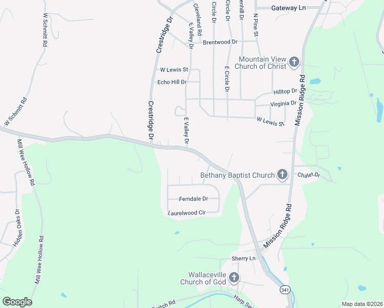 map of restaurants, bars, coffee shops, grocery stores, and more near 2557 Georgia 341 in Rossville
