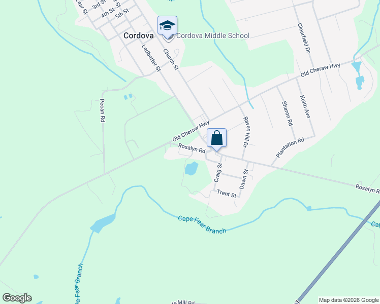 map of restaurants, bars, coffee shops, grocery stores, and more near 311 Rosalyn Road in Rockingham
