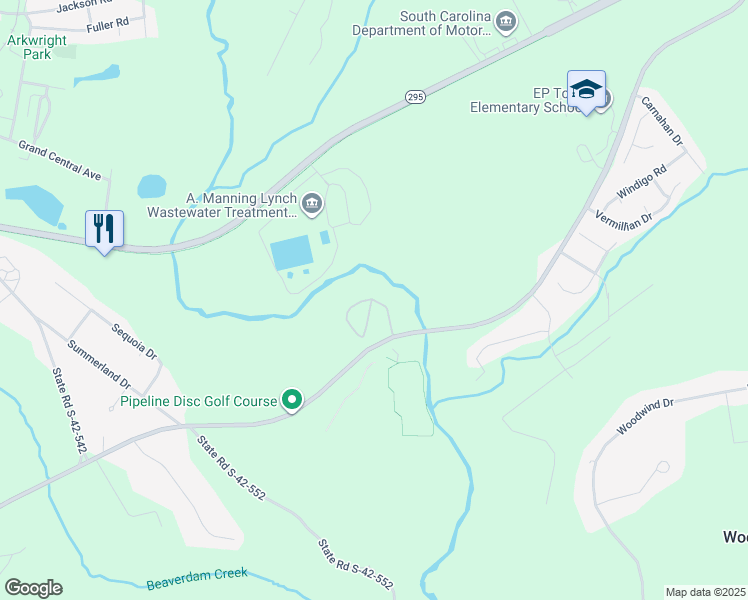 map of restaurants, bars, coffee shops, grocery stores, and more near 200 Canaan Pointe Drive in Spartanburg