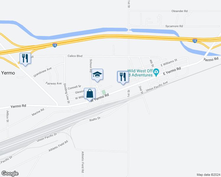 map of restaurants, bars, coffee shops, grocery stores, and more near West Williams Street in Yermo