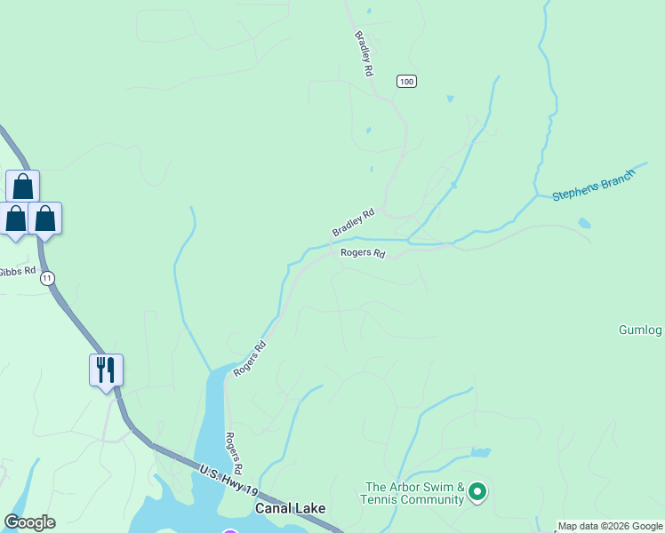 map of restaurants, bars, coffee shops, grocery stores, and more near 54 Pinehurst Road in Blairsville