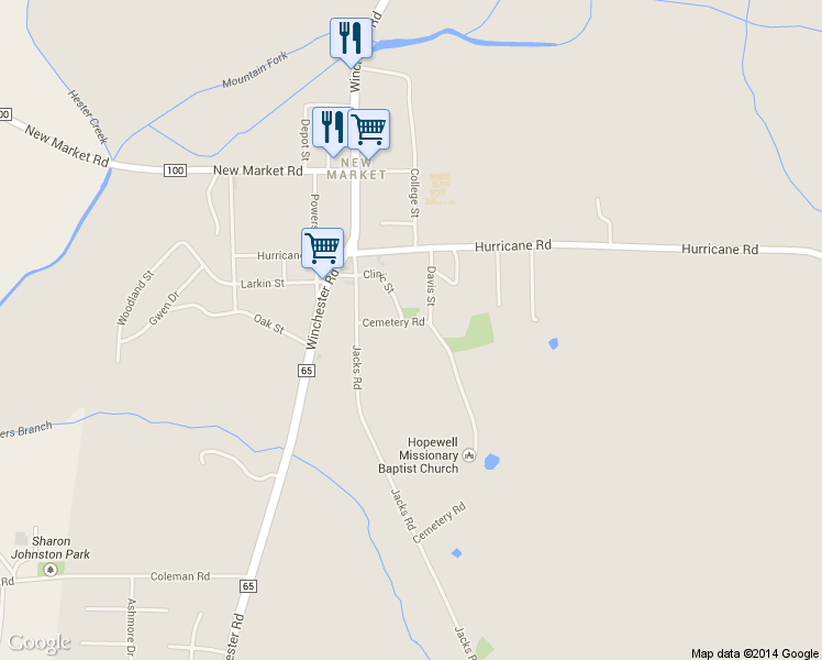 map of restaurants, bars, coffee shops, grocery stores, and more near 146 Cemetery Road in New Market