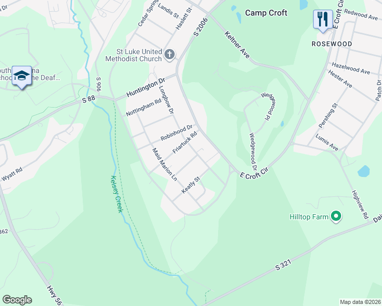 map of restaurants, bars, coffee shops, grocery stores, and more near 3130 Longbow Drive in Spartanburg