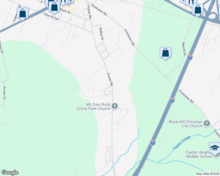 map of restaurants, bars, coffee shops, grocery stores, and more near 870 McClure Circle in Rock Hill