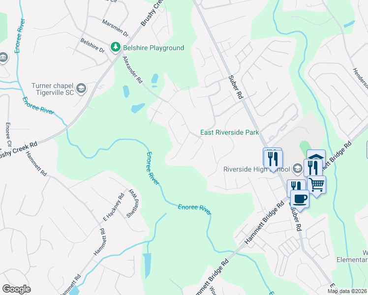 map of restaurants, bars, coffee shops, grocery stores, and more near 600 Millervale Road in Greer