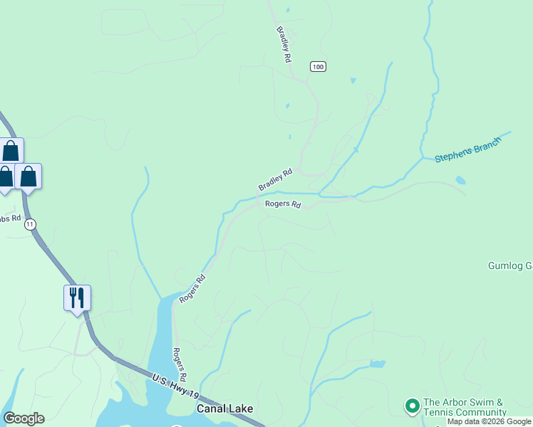 map of restaurants, bars, coffee shops, grocery stores, and more near 54 Pinehurst Road in Blairsville