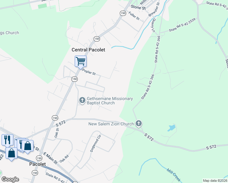 map of restaurants, bars, coffee shops, grocery stores, and more near 251 Spruce Street in Pacolet