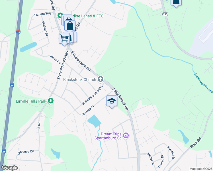 map of restaurants, bars, coffee shops, grocery stores, and more near 1122 East Blackstock Road in Moore