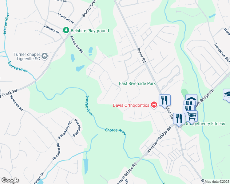 map of restaurants, bars, coffee shops, grocery stores, and more near 309 Kylemore Lane in Greer