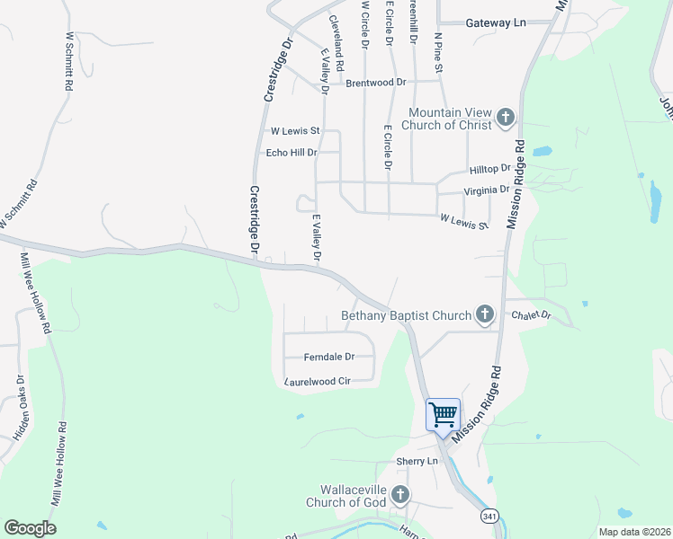 map of restaurants, bars, coffee shops, grocery stores, and more near 2557 Georgia 341 in Rossville