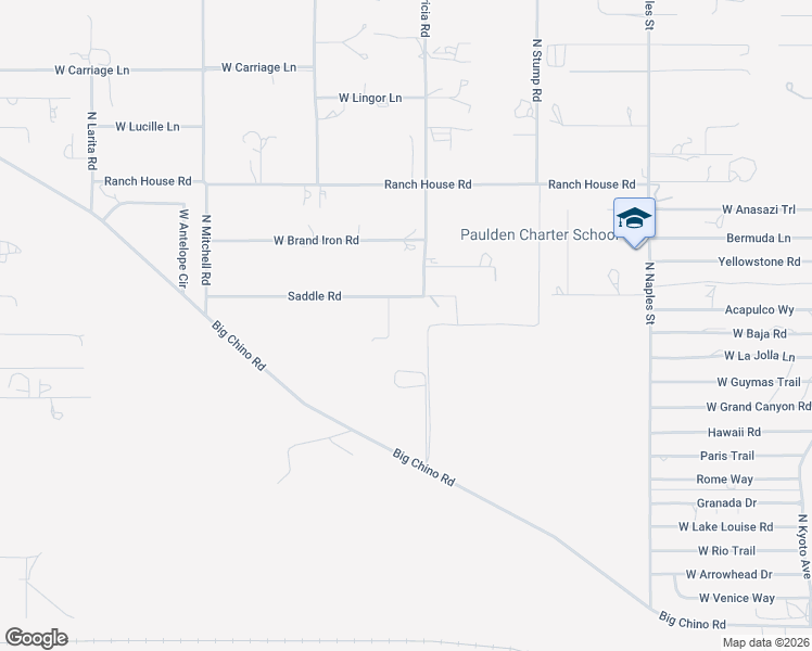 map of restaurants, bars, coffee shops, grocery stores, and more near 1107 Saddle Road in Paulden