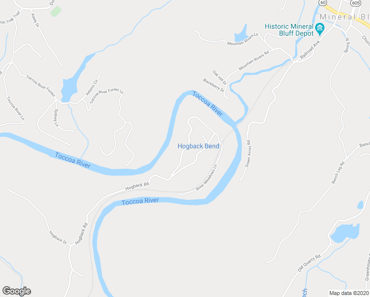 map of restaurants, bars, coffee shops, grocery stores, and more near 83 Riverview Circle in Blue Ridge