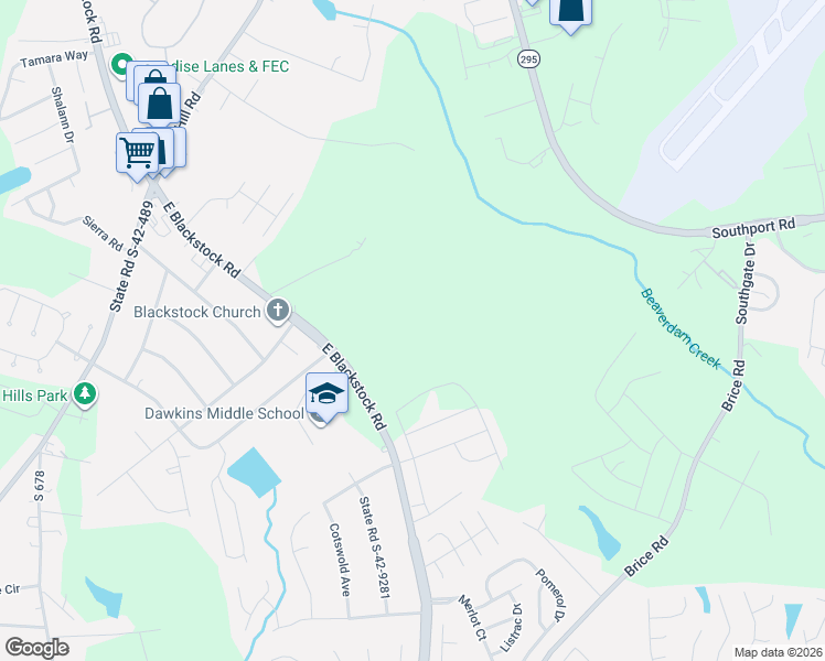 map of restaurants, bars, coffee shops, grocery stores, and more near 1110 East Blackstock Road in Moore