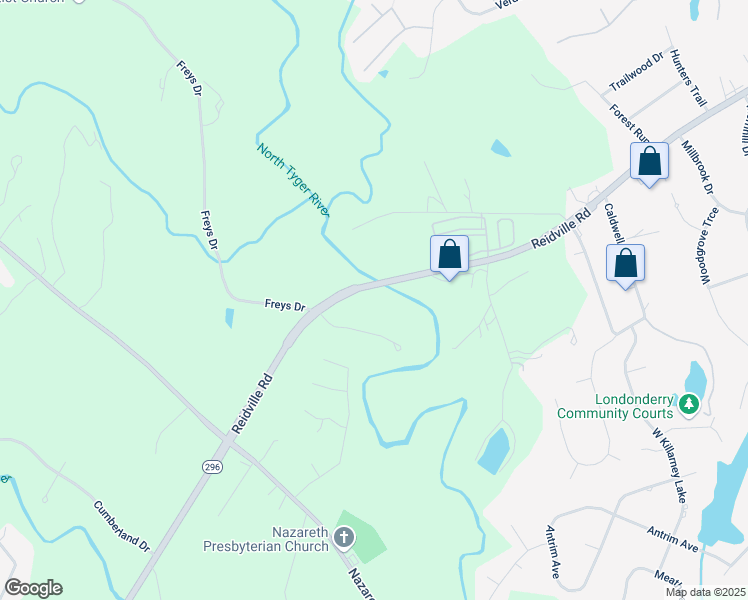map of restaurants, bars, coffee shops, grocery stores, and more near 125 Shenandoah Drive in Spartanburg