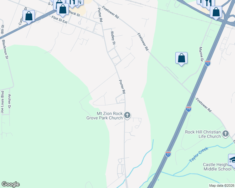 map of restaurants, bars, coffee shops, grocery stores, and more near 870 McClure Circle in Rock Hill