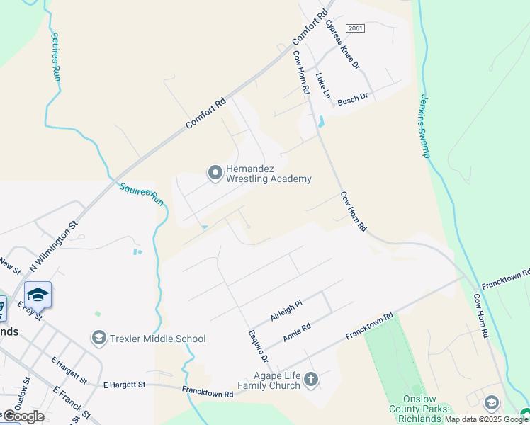 map of restaurants, bars, coffee shops, grocery stores, and more near 633 Cow Horn Road in Richlands