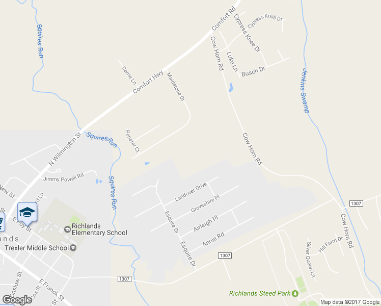 map of restaurants, bars, coffee shops, grocery stores, and more near 633 Cow Horn Road in Richlands