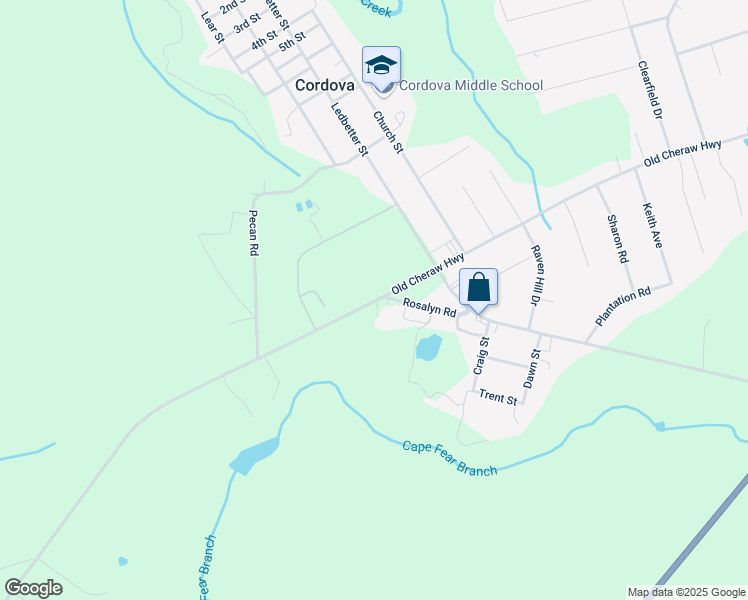 map of restaurants, bars, coffee shops, grocery stores, and more near 739 Old Cheraw Highway in Rockingham