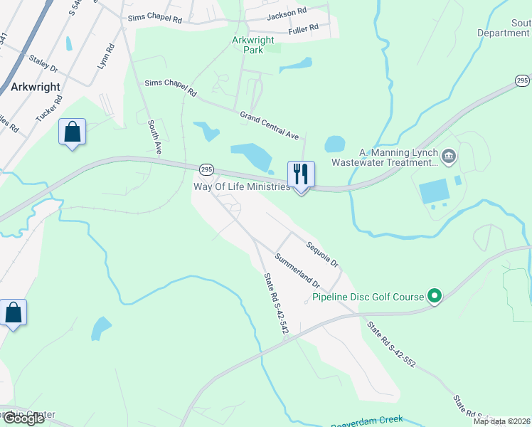 map of restaurants, bars, coffee shops, grocery stores, and more near 351 Sequoia Drive in Spartanburg