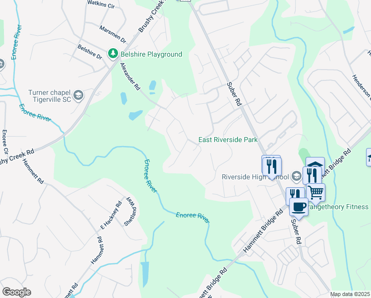 map of restaurants, bars, coffee shops, grocery stores, and more near 507 Millervale Road in Greer