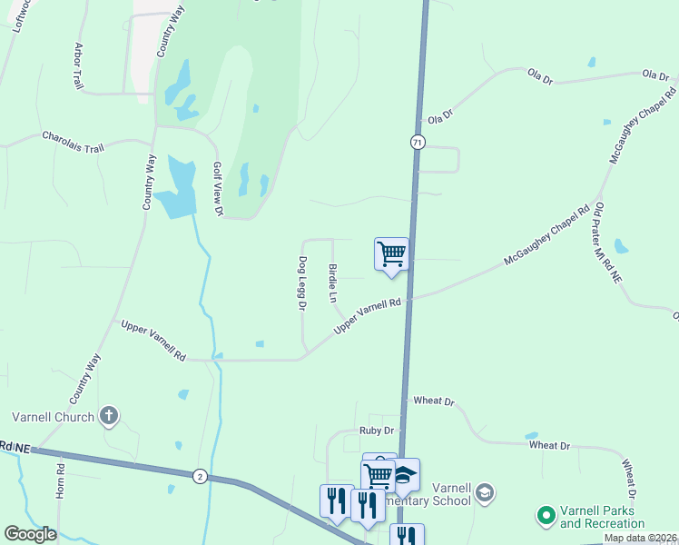 map of restaurants, bars, coffee shops, grocery stores, and more near 158 Eagle Drive in Cohutta