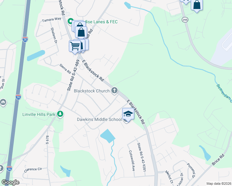 map of restaurants, bars, coffee shops, grocery stores, and more near 106 Old Farm Road in Moore