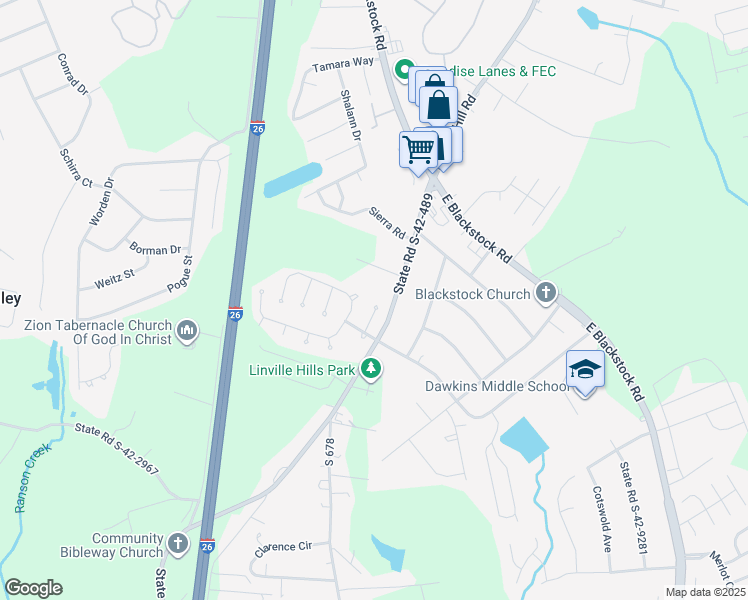 map of restaurants, bars, coffee shops, grocery stores, and more near 221 Angel Rose Drive in Moore