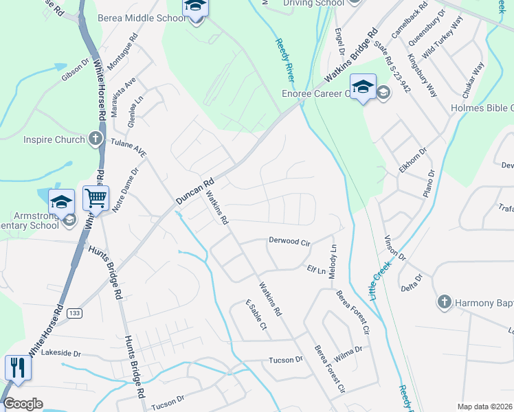 map of restaurants, bars, coffee shops, grocery stores, and more near 17 Maplestead Farms Court in Greenville