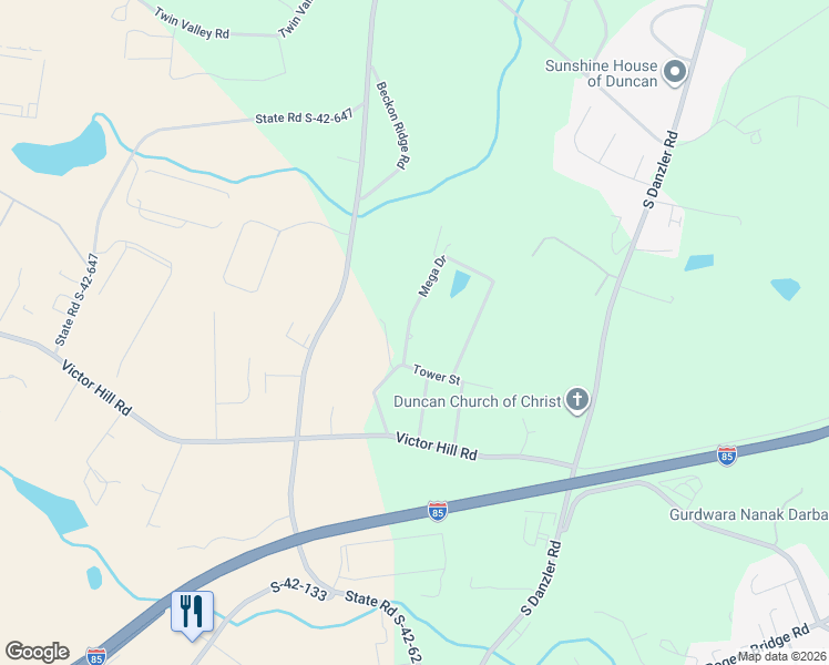 map of restaurants, bars, coffee shops, grocery stores, and more near 522 Mega Drive in Duncan
