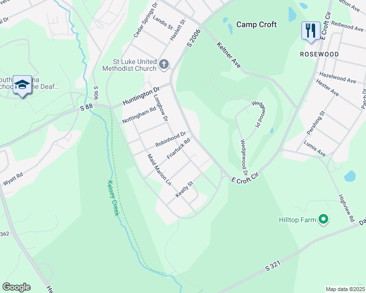 map of restaurants, bars, coffee shops, grocery stores, and more near 3135 Longbow Drive in Spartanburg