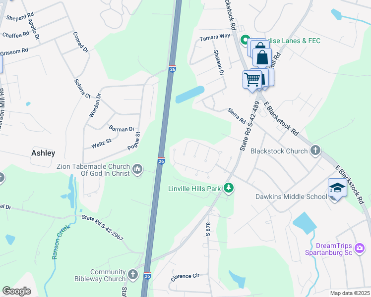 map of restaurants, bars, coffee shops, grocery stores, and more near 347 North Sun Flower Way in Moore