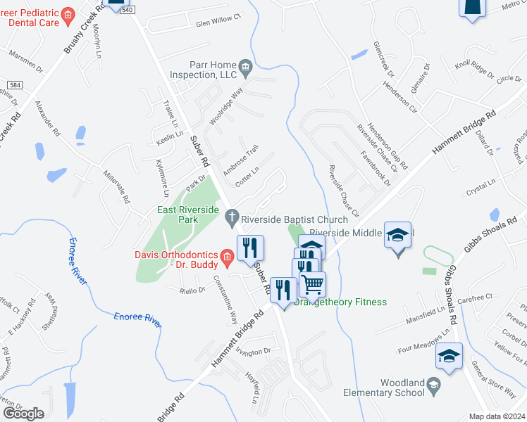 map of restaurants, bars, coffee shops, grocery stores, and more near 32 Gr-Pd-51 in Greer