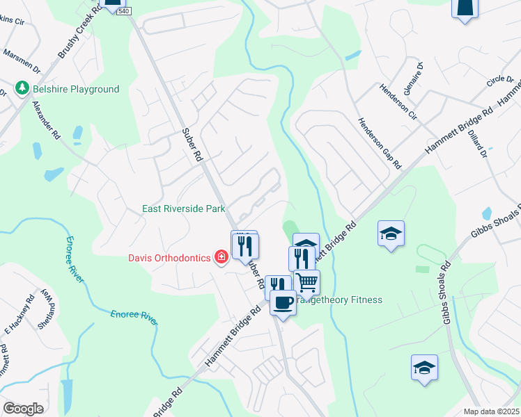 map of restaurants, bars, coffee shops, grocery stores, and more near 56 Spring Crossing Circle in Greer