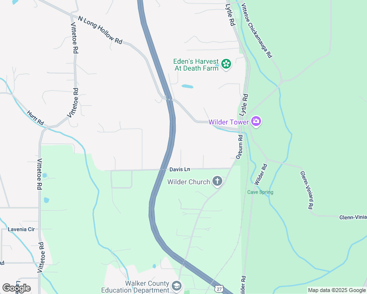 map of restaurants, bars, coffee shops, grocery stores, and more near 89 Sky Crest Lane in Chickamauga