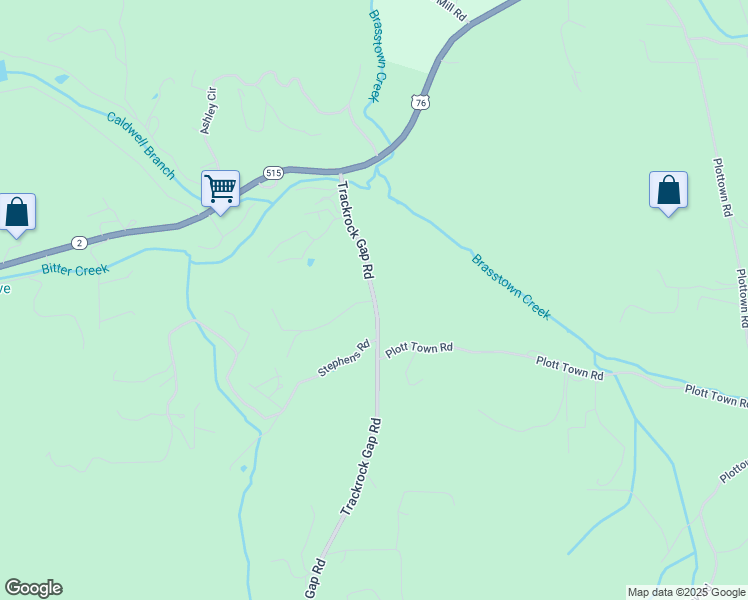 map of restaurants, bars, coffee shops, grocery stores, and more near 2043 Trackrock Gap Road in Blairsville