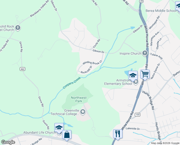 map of restaurants, bars, coffee shops, grocery stores, and more near 712 Rockcliff Street in Greenville