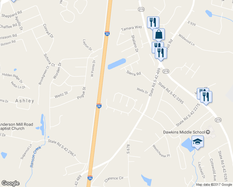 map of restaurants, bars, coffee shops, grocery stores, and more near 347 North Sun Flower Way in Moore