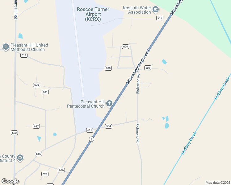 map of restaurants, bars, coffee shops, grocery stores, and more near 1274 Kossuth Road in Corinth