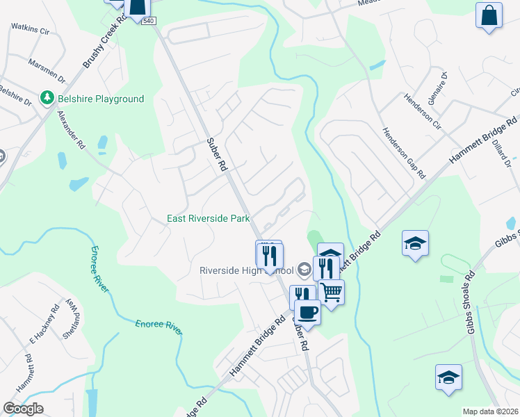map of restaurants, bars, coffee shops, grocery stores, and more near 214 Spring Crossing Circle in Greer